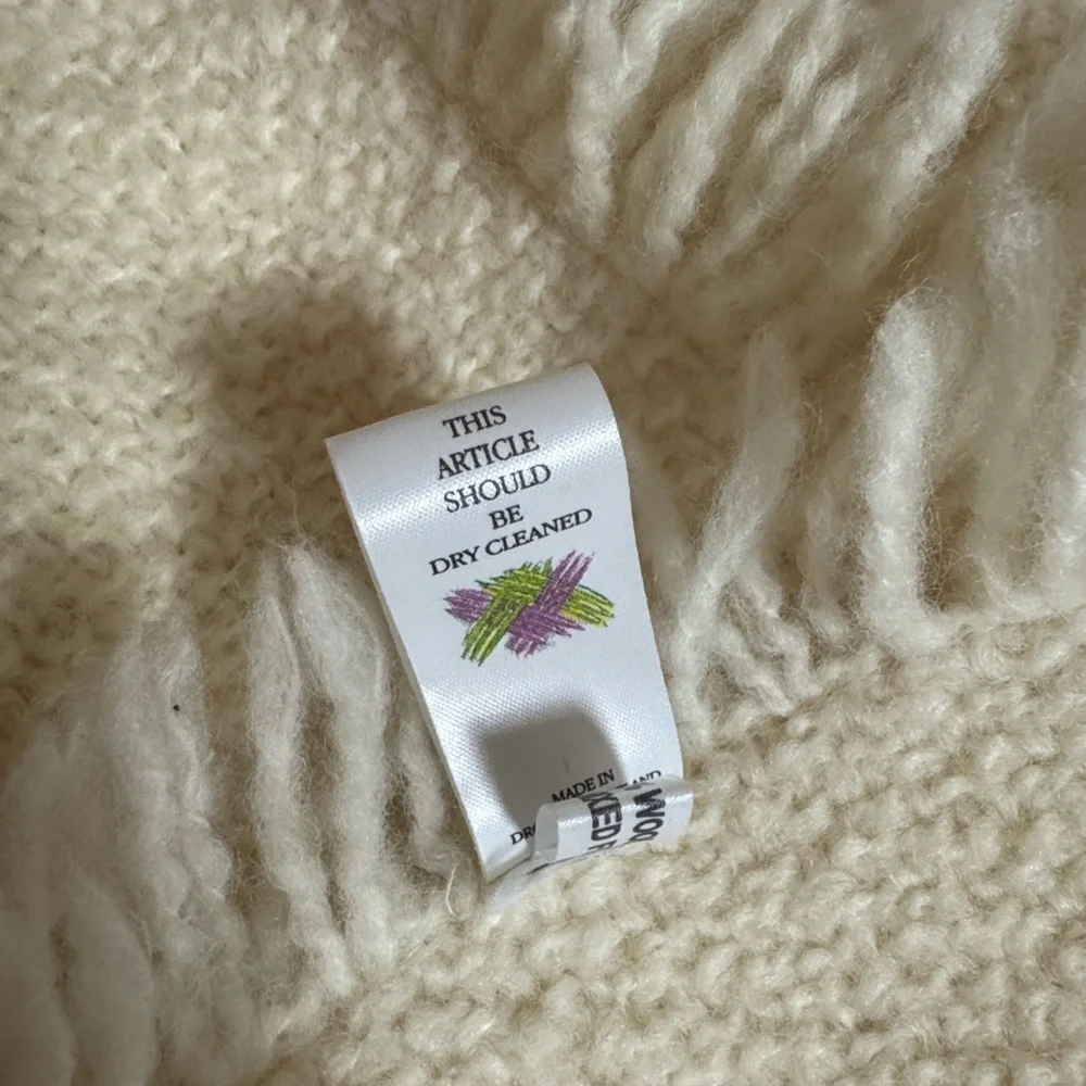Irish baby blanket by Branigan Weavers Cream color with lace and satin bows
